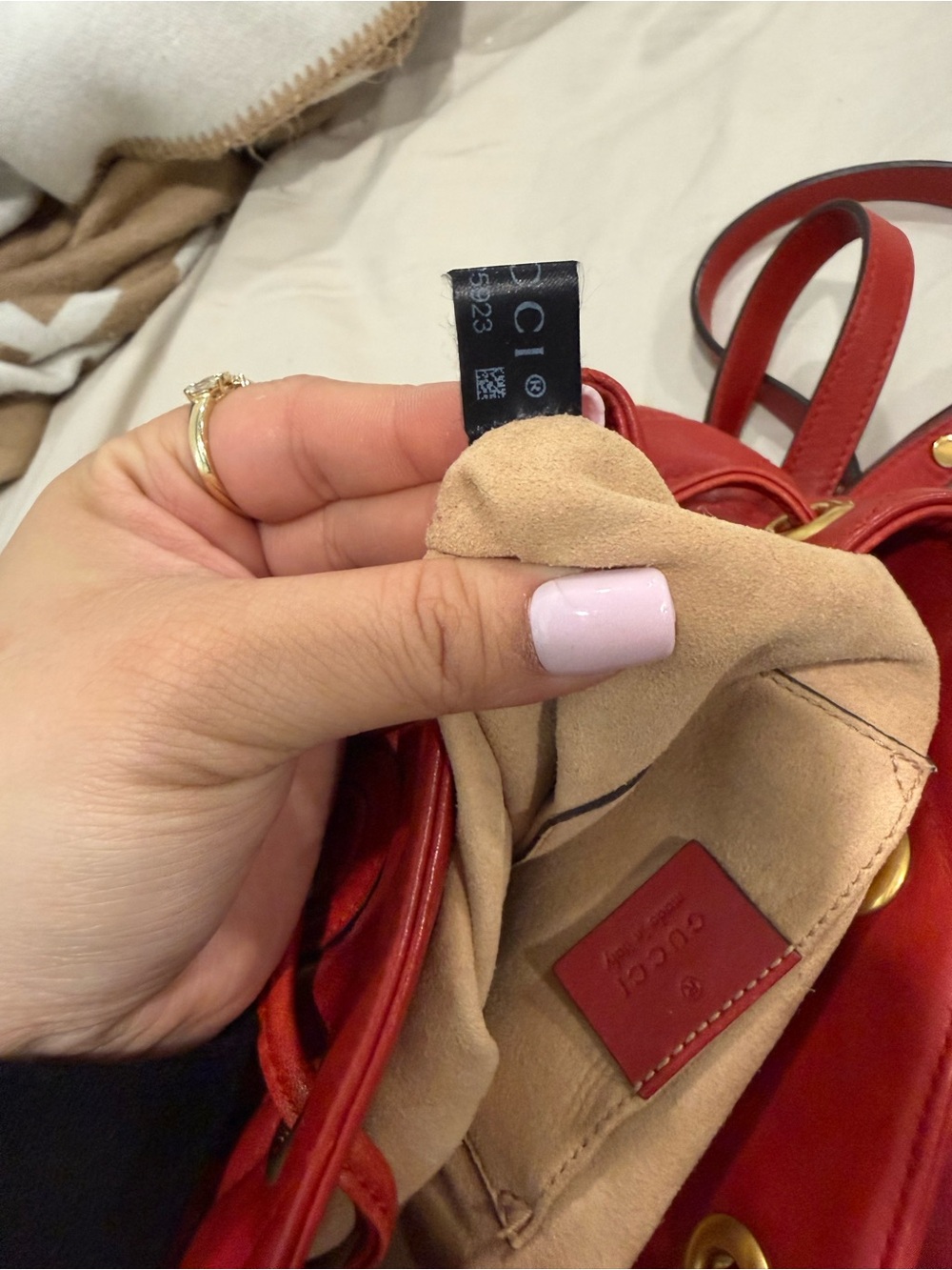 Gucci Red Chevron Quilted Mini Backpack with Gold GG - Picture 7 of 9